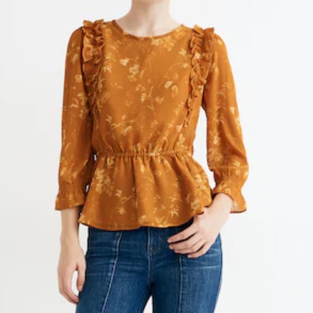 🌟HP🌟Madewell Ruffle-Shoulder Peplum Blouse